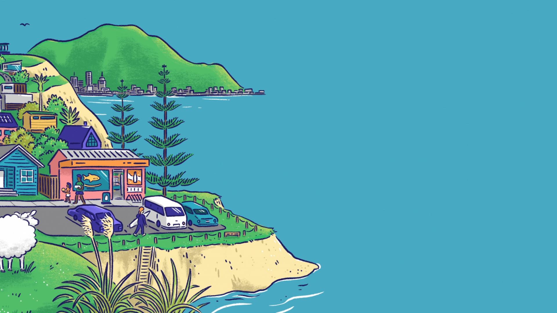 Illustration of Community by the Ocean